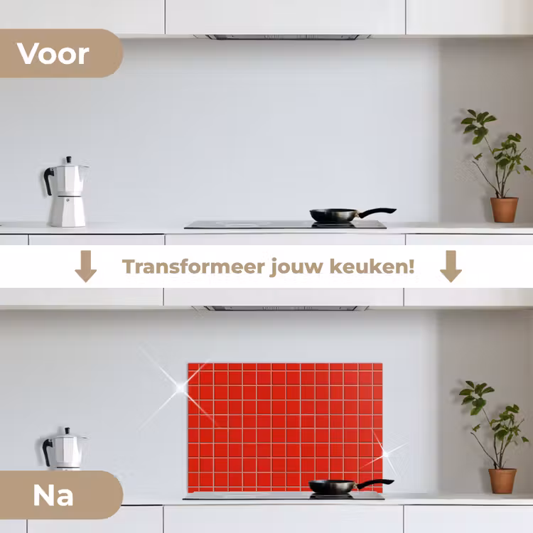 Spatscherm keuken - Tegel - Patroon - Kersen - Rood — 3