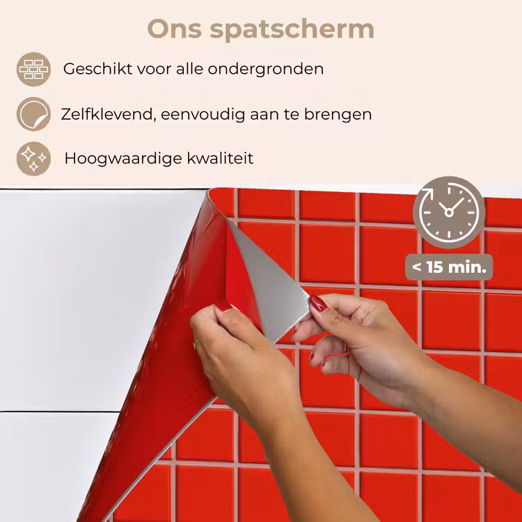 Spatscherm keuken - Tegel - Patroon - Kersen - Rood — 4