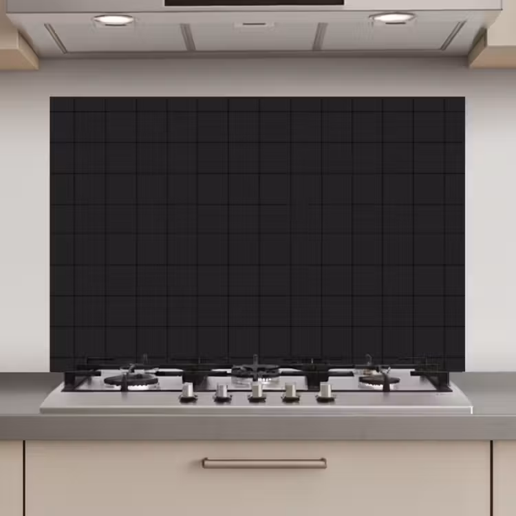 Spatscherm keuken - Tegels - Patroon - Mat - Zwart — 1