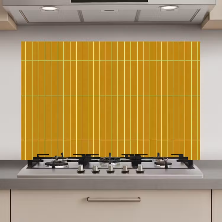 Spatscherm keuken - Tegels - Verticaal - Mosterdgeel — 1