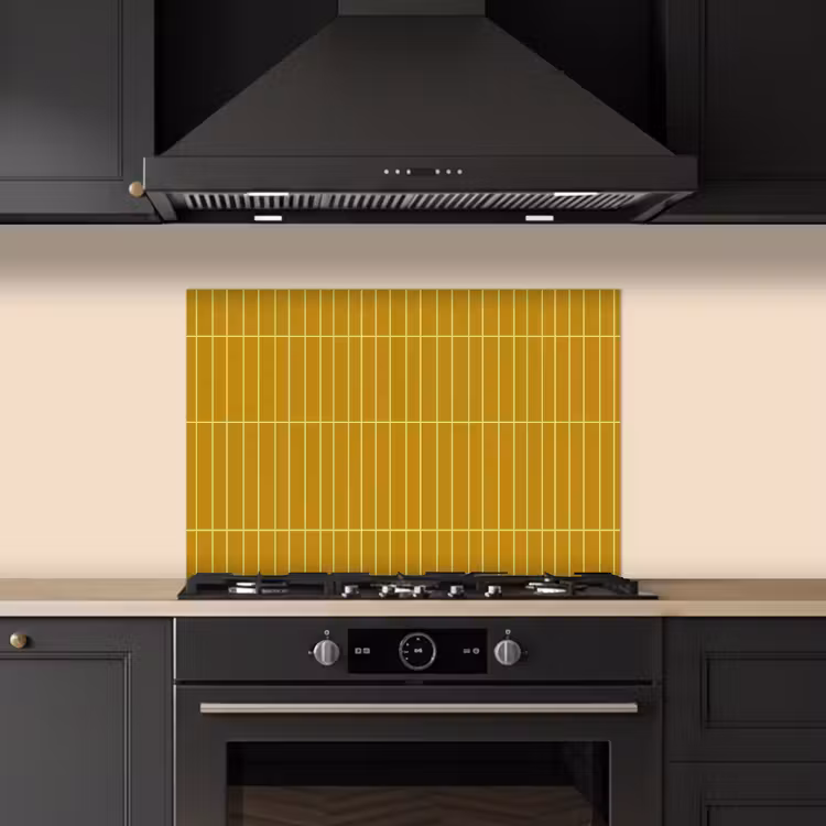 Spatscherm keuken - Tegels - Verticaal - Mosterdgeel — 2