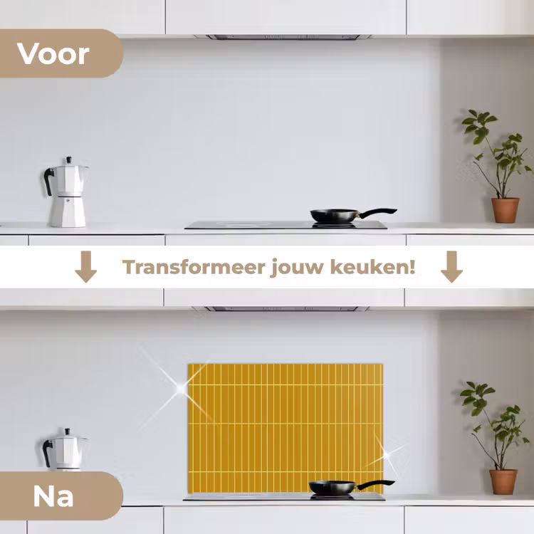 Spatscherm keuken - Tegels - Verticaal - Mosterdgeel — 3