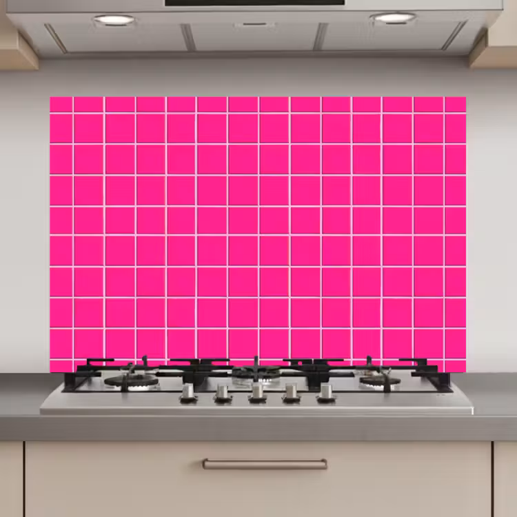 Spatscherm keuken - Tegels - Vierkant - Fuchsia — 1