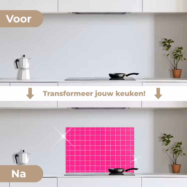 Spatscherm keuken - Tegels - Vierkant - Fuchsia — 3