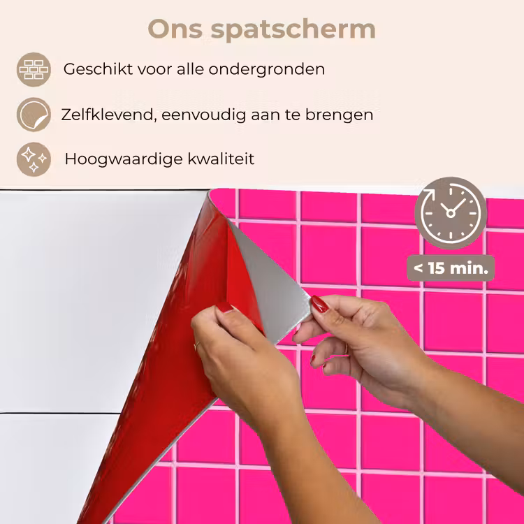 Spatscherm keuken - Tegels - Vierkant - Fuchsia — 4