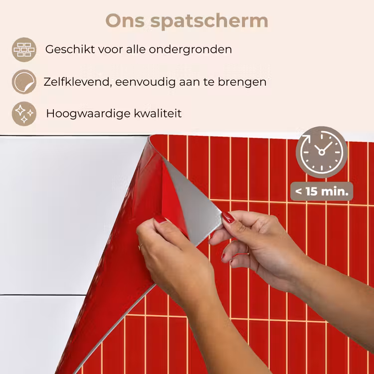 Spatscherm keuken - Verticaal - Wandtegel - Helderrood — 4