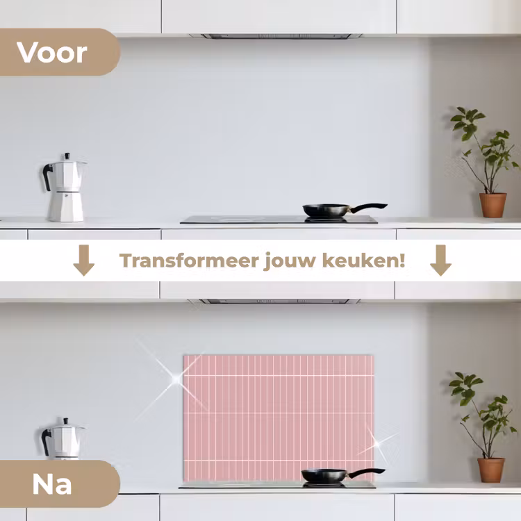 Spatscherm keuken - Verticaal - Wandtegel - Lichtroze — 3