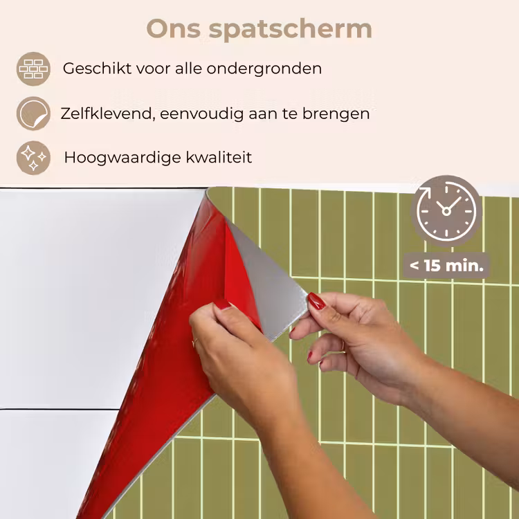 Spatscherm keuken - Verticaal - Wandtegel - Olijfgroen — 4