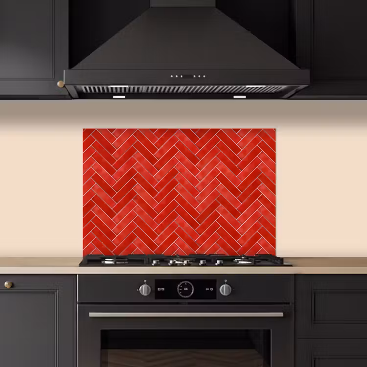 Spatscherm keuken - Visgraat - Tegel - Rood — 2
