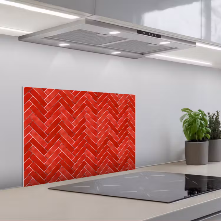 Spatscherm keuken - Visgraat - Tegel - Rood — 5