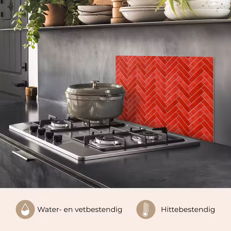 Spatscherm keuken - Visgraat - Tegel - Rood — 7