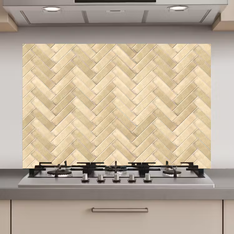 Spatscherm keuken - Visgraat - Tegel - Zand — 1