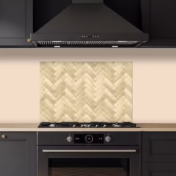 Spatscherm keuken - Visgraat - Tegel - Zand — 2