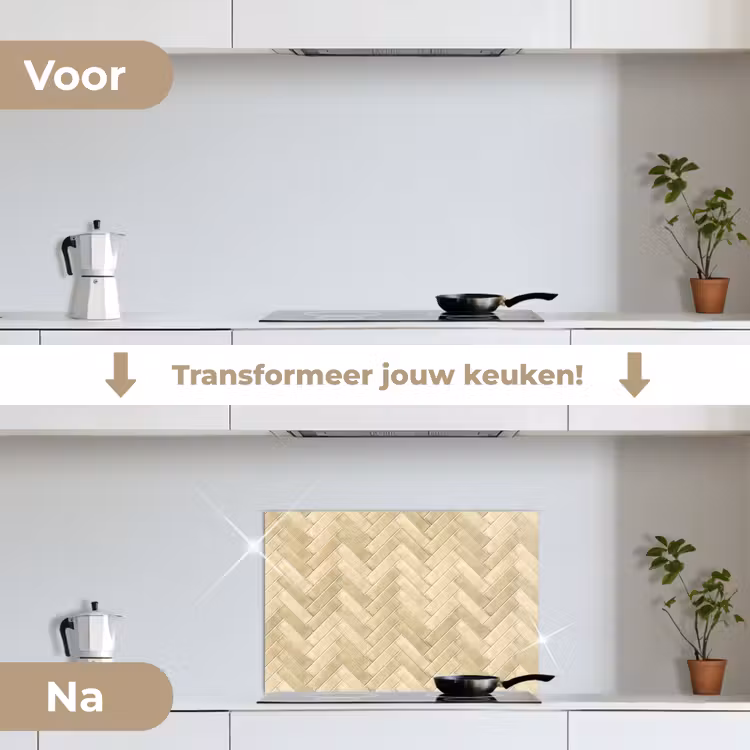 Spatscherm keuken - Visgraat - Tegel - Zand — 3
