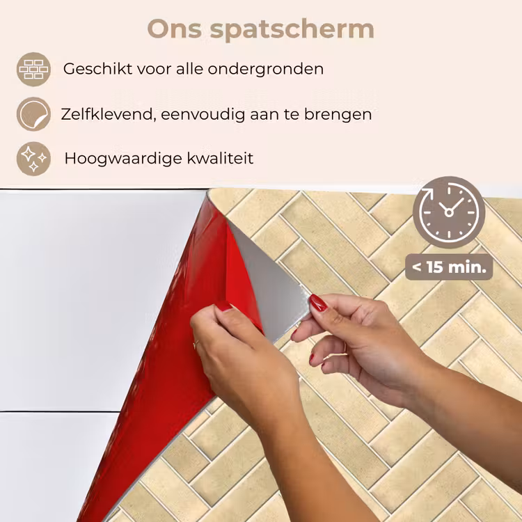 Spatscherm keuken - Visgraat - Tegel - Zand — 4