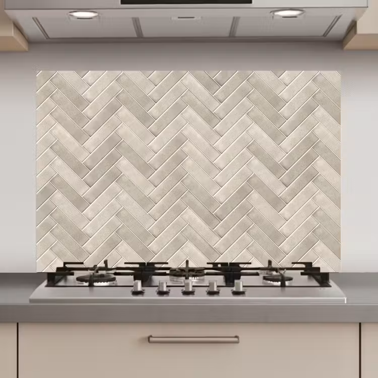 Spatscherm keuken - Visgraat - Wandtegel - Beige — 1