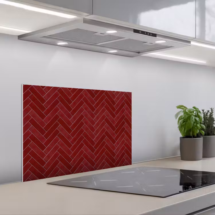 Spatscherm keuken - Visgraat - Wandtegel - Bordeaux - Rood — 5