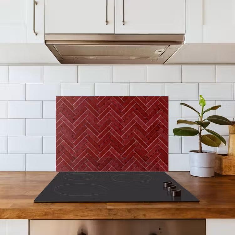 Spatscherm keuken - Visgraat - Wandtegel - Bordeaux - Rood — 6