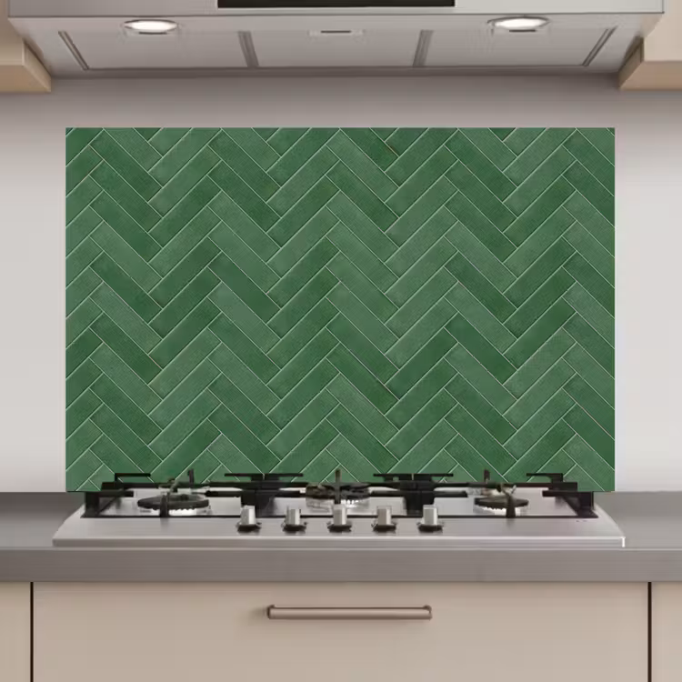 Spatscherm keuken - Visgraat - Wandtegel - Bosgroen — 1