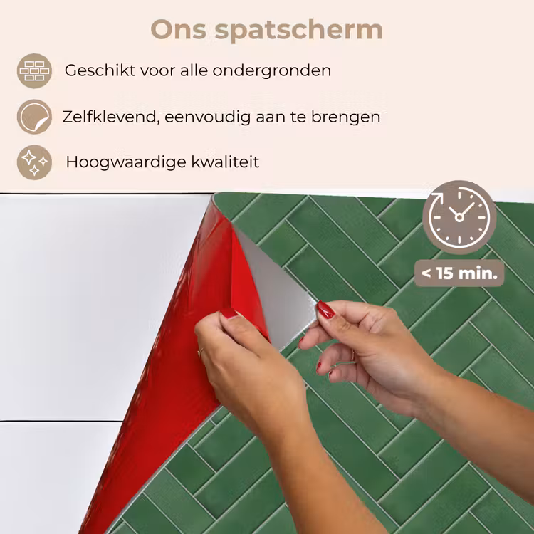 Spatscherm keuken - Visgraat - Wandtegel - Bosgroen — 4