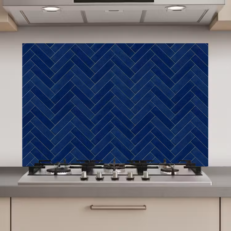 Spatscherm keuken - Visgraat - Wandtegel - Donkerblauw - Navy Blue — 1