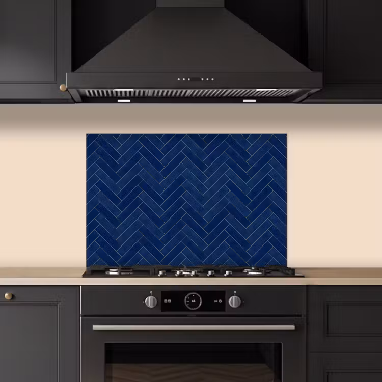 Spatscherm keuken - Visgraat - Wandtegel - Donkerblauw - Navy Blue — 2