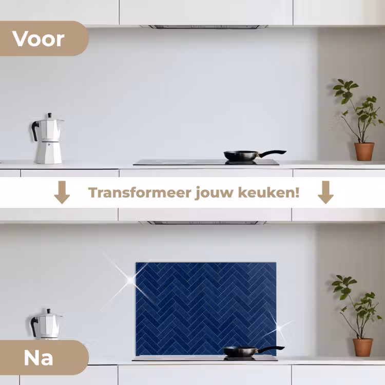 Spatscherm keuken - Visgraat - Wandtegel - Donkerblauw - Navy Blue — 3