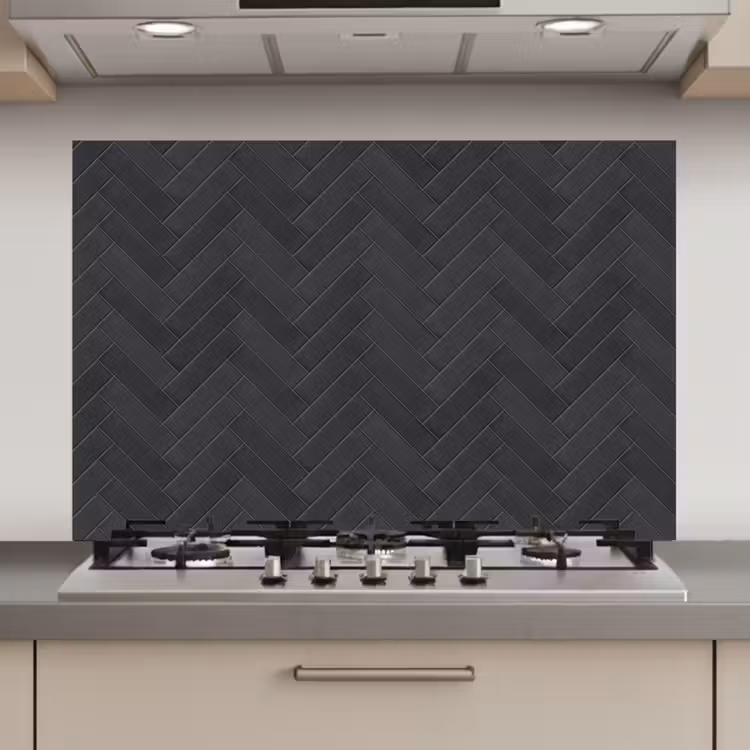 Spatscherm keuken - Visgraat - Wandtegel - Donkergrijs — 1