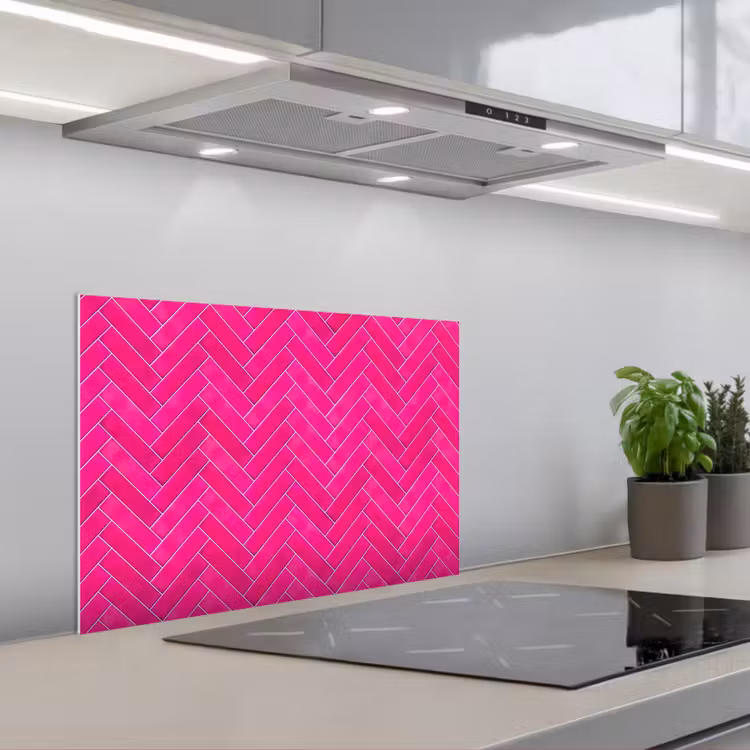 Spatscherm keuken - Visgraat - Wandtegel - Fuchsia - Roze — 5