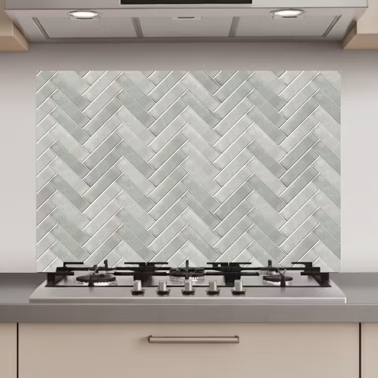Spatscherm keuken - Visgraat - Wandtegel - Grijs — 1