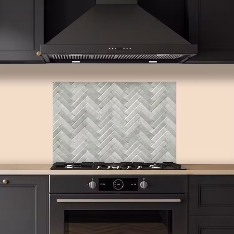 Spatscherm keuken - Visgraat - Wandtegel - Grijs — 2