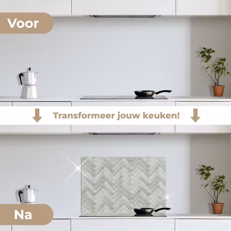 Spatscherm keuken - Visgraat - Wandtegel - Grijs — 3