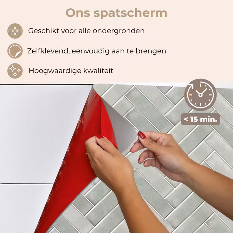 Spatscherm keuken - Visgraat - Wandtegel - Grijs — 4