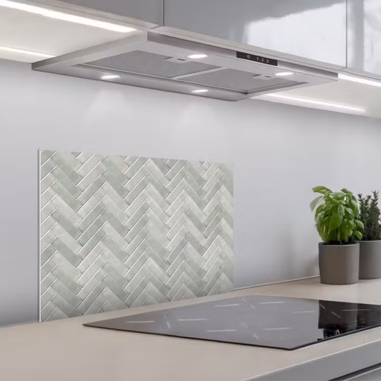 Spatscherm keuken - Visgraat - Wandtegel - Grijs — 5