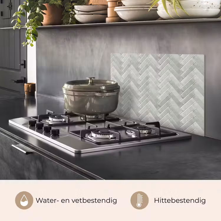 Spatscherm keuken - Visgraat - Wandtegel - Grijs — 7