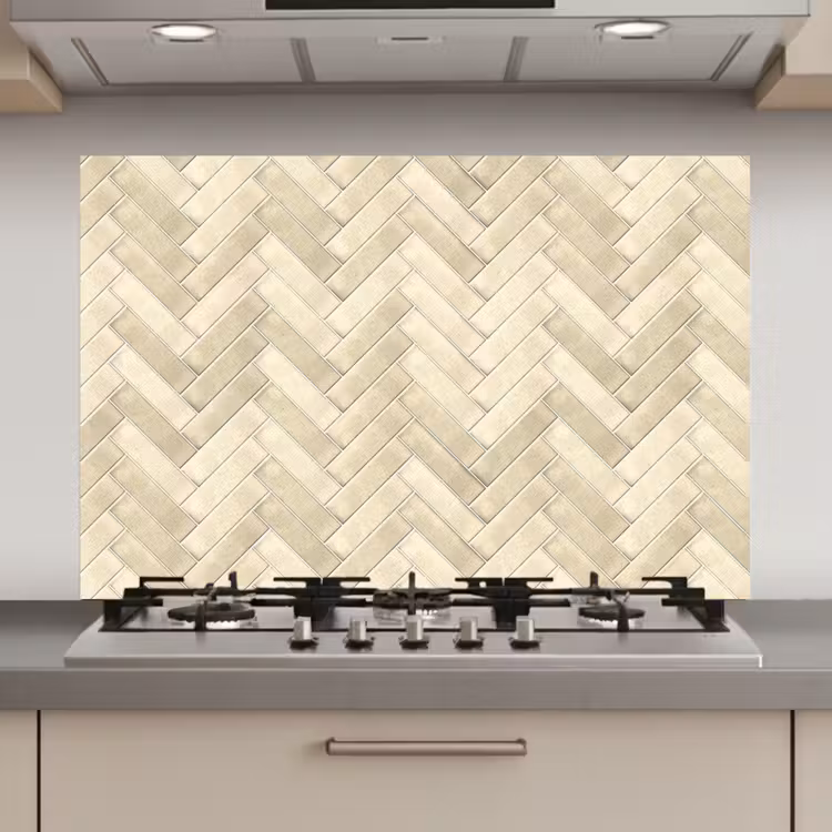 Spatscherm keuken - Visgraat - Wandtegel - Licht Beige — 1
