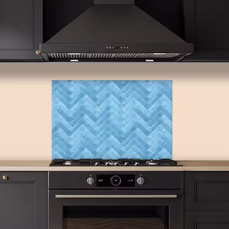 Spatscherm keuken - Visgraat - Wandtegel - Lichtblauw — 2