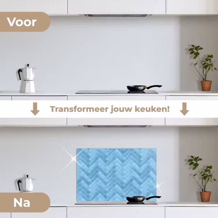 Spatscherm keuken - Visgraat - Wandtegel - Lichtblauw — 3
