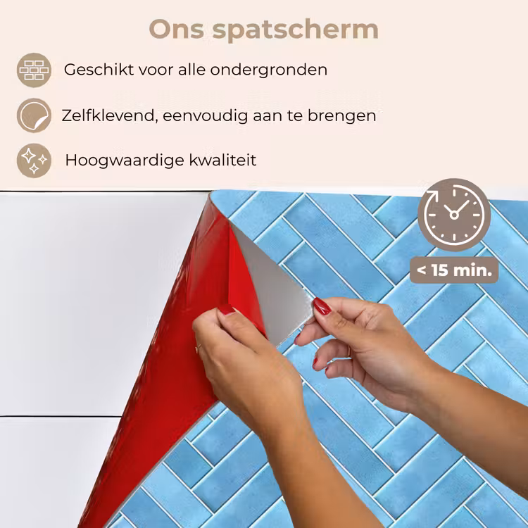 Spatscherm keuken - Visgraat - Wandtegel - Lichtblauw — 4