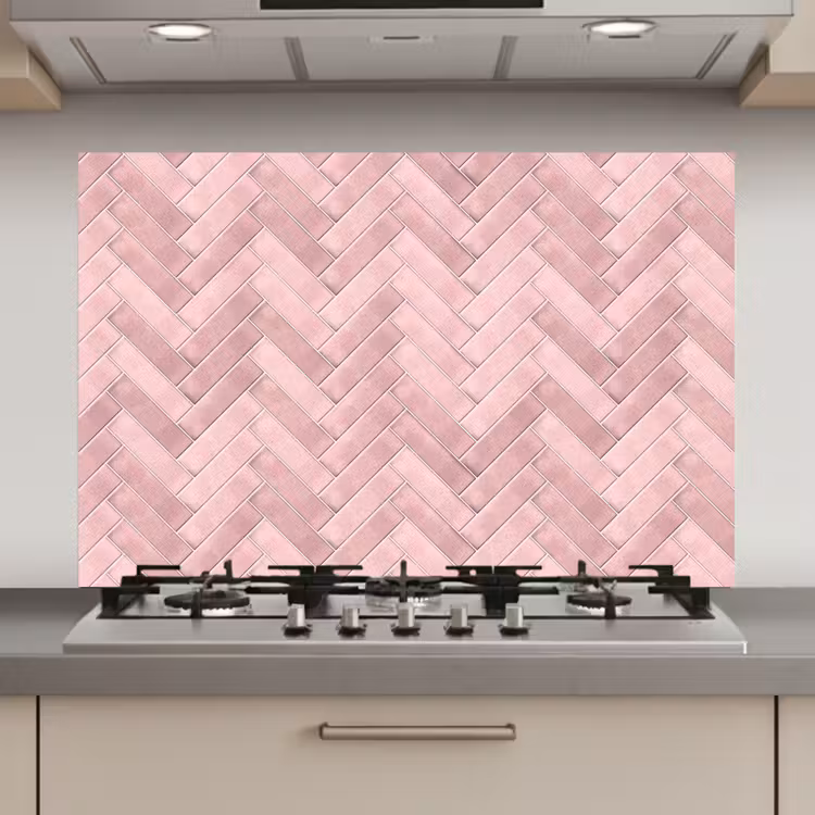Spatscherm keuken - Visgraat - Wandtegel - Lichtroze — 1