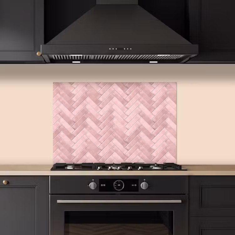 Spatscherm keuken - Visgraat - Wandtegel - Lichtroze — 2