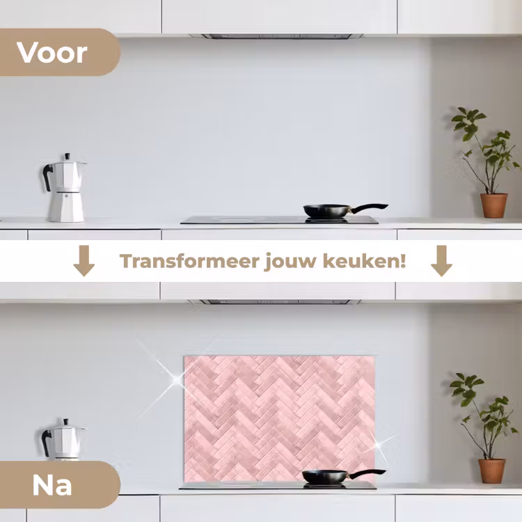 Spatscherm keuken - Visgraat - Wandtegel - Lichtroze — 3