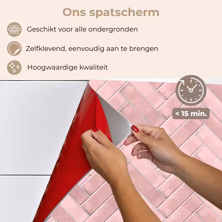 Spatscherm keuken - Visgraat - Wandtegel - Lichtroze — 4