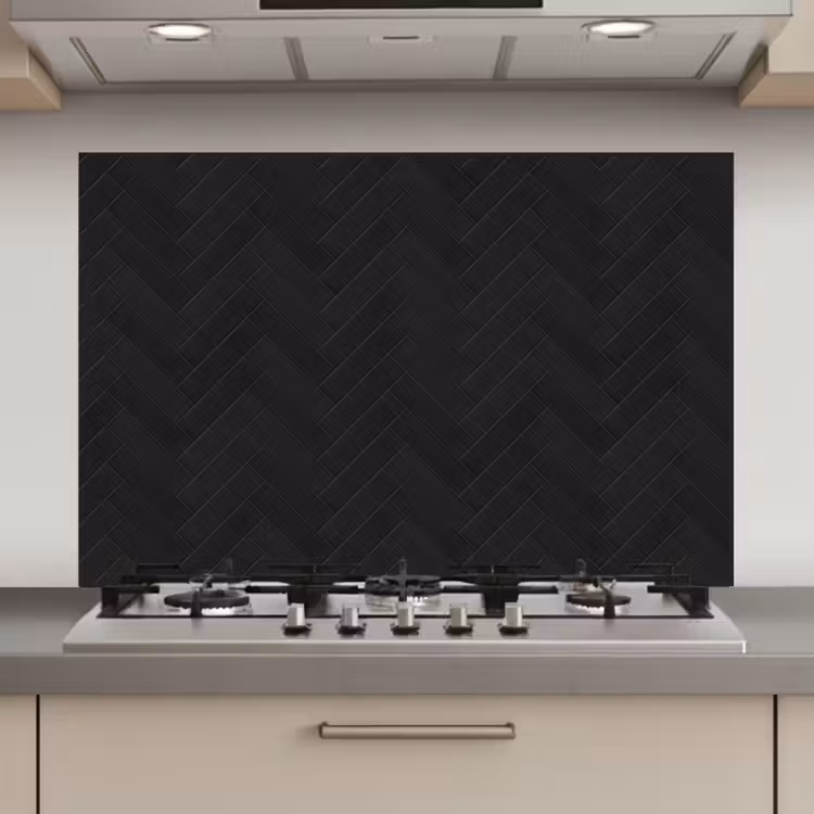 Spatscherm keuken - Visgraat - Wandtegel - Mat - Zwart — 1