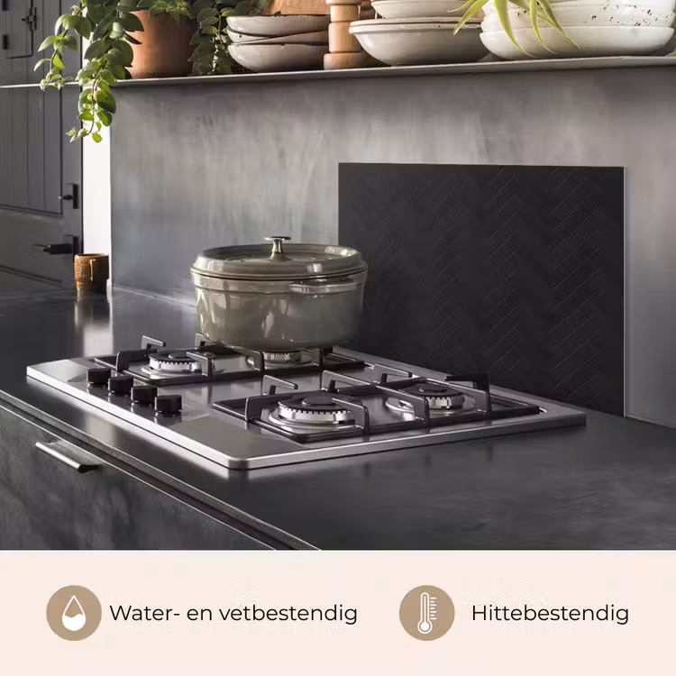Spatscherm keuken - Visgraat - Wandtegel - Mat - Zwart — 7