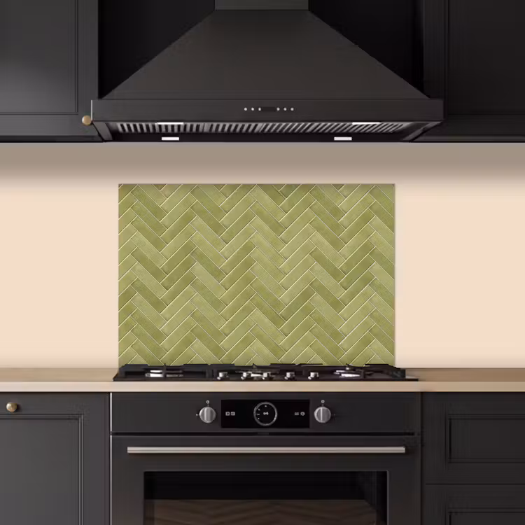 Spatscherm keuken - Visgraat - Wandtegel - Olijfgroen — 2