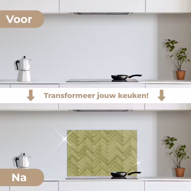 Spatscherm keuken - Visgraat - Wandtegel - Olijfgroen — 3
