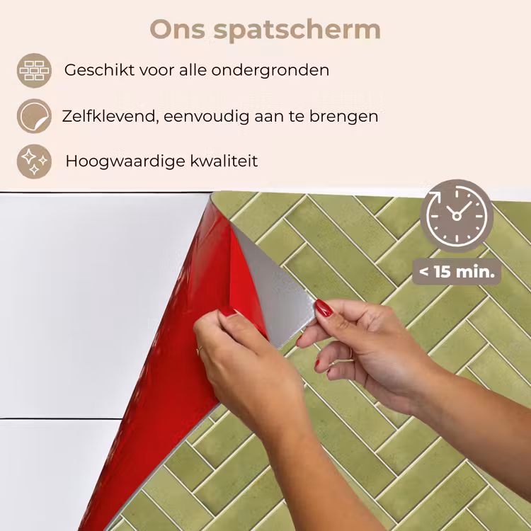 Spatscherm keuken - Visgraat - Wandtegel - Olijfgroen — 4