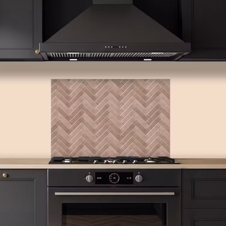 Spatscherm keuken - Visgraat - Wandtegel - Oudroze - Terracotta — 2