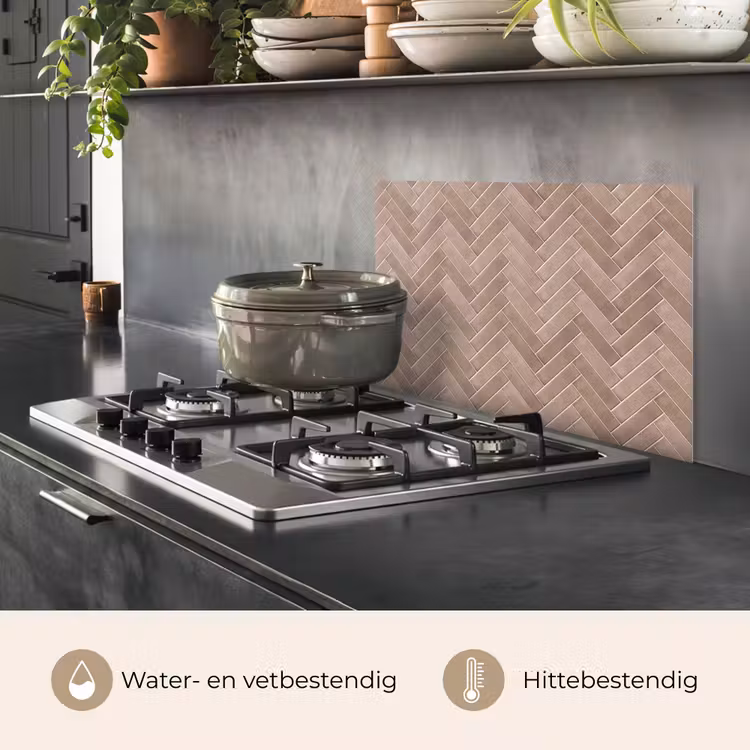 Spatscherm keuken - Visgraat - Wandtegel - Oudroze - Terracotta — 7